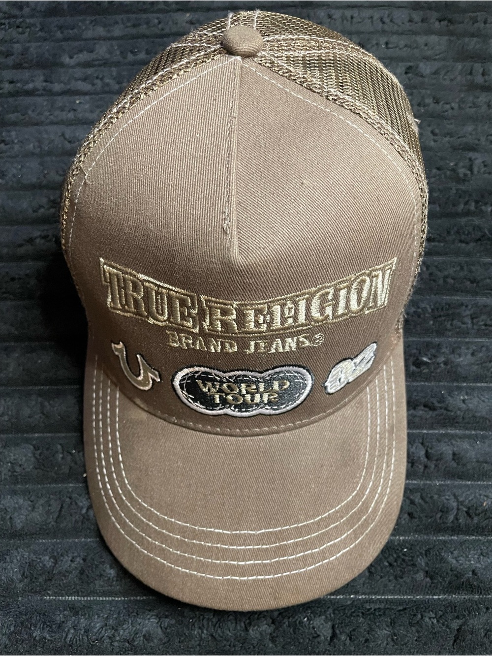 True Religion World Tour 02 Brown Trucker Hat Mesh Snapback